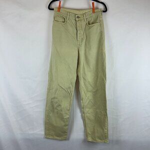 COS Tapered High Rise Ankle Denim Pants 25 Yellow-Green Muted Button Fly
